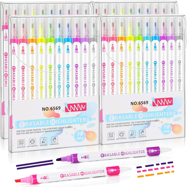 Zhehao 40 Pcs Erasable Highlighters Bulk, Double Head Liquid Highlighters in Assorted Pastel Colors