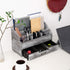 Distressed Rustic Wooden Office Desk Organizer - 5 Compartment with 2 Drawers & Counter Desk Tabletop Mail Rack, Grey
