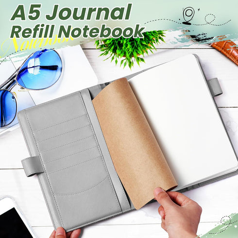 Zhanmai 10 Pcs A5 Journal Refill, Hardcover Notebook Refill 5.5 x 8.2'', 200 Pages, 100 Sheets for Traveler Office