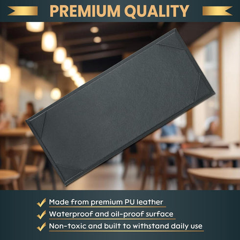 6 Pack 1 4.25" 11" View Menu Holder Menu Covers x | Black PU Leather Menu Sleeves Book Style for Restaurant Coffee Bars