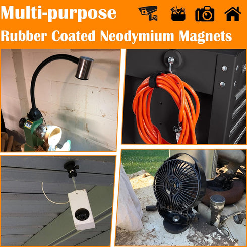 Strong Rubber Coated Magnets with 1/4-20 Male Threaded Stud, 2Pack Heavy Duty Neodymium Mounting Base