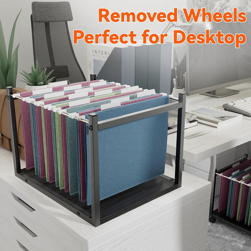 Aquzee Hanging File Organizer, Rolling File Cart with Wheels, File Folder Organizers for Desk, Home Office File