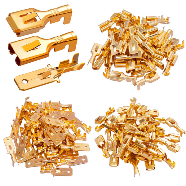 Twidec 150PCS 6.3mm Male Female Spade Connector, Quick Splice Crimp Terminals for Electrical Wiring