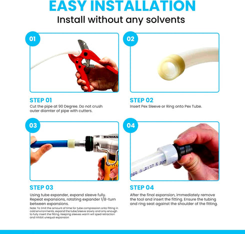 Pex A Fittings Set, 1/2" inch Elbow, Tee & Coupler Kit, ASTM F1960 Certified PPSU, Pack of 30