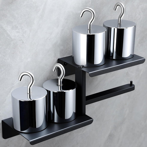 AIDILI 304 Adhesive Toilet Paper Holder with Double Shelf, No Drilling Wall Mount Toilet Tissue Roll Holder, Rustproof