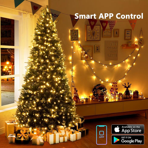 66FT 200 Brizled Smart Christmas Tree Lights, LED Color Changing Bubble Candle String Lights App & Voice Control, Warm