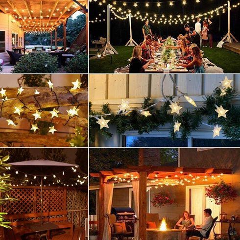 Solar String Lights Outdoor, 30ft 50LED Waterproof Christmas Lights with 8 Modes for Gardens and Patio Decor
