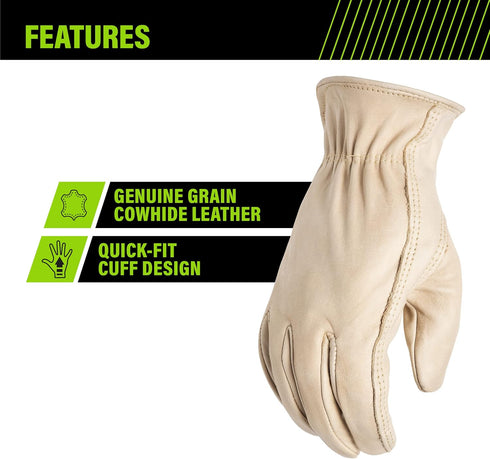 AWP Grain Leather Pigskin Work Gloves for Men and Women, Made with Premium Grain Pigskin Leather, X-Large, Tan