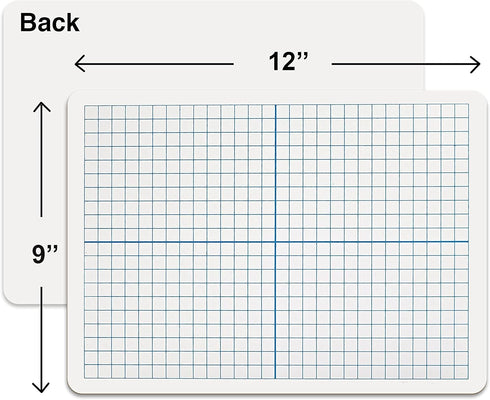 Scribbledo 12 pack Dry Erase XY Axis Graph Lap Boards, 9” X 12” for Student and Classroom Use, Math White Boards