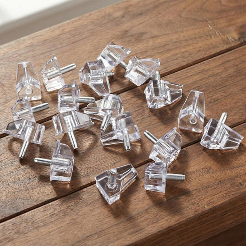 Sorcristy 20pcs 1/8 Inch (3mm) 3mm Shelf Support Pegs, Clear Plastic Shelf Pins for Small Holes Only, Cabinet Shelfs