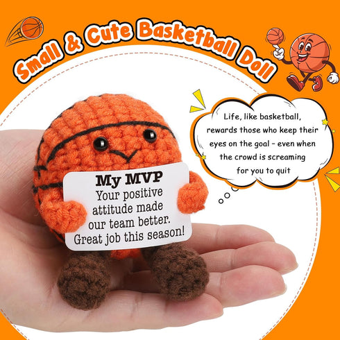 YUEYUQIU Teammates Employee Appreciation Gifts for Team, Handmade Crochet Basketball Decor, MVP Presents for Coworkers