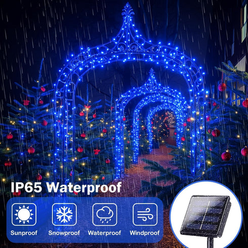144FT 2 Pack 400LED 8 Extra-Long Solar String Lights for Outside, Solar Fairy Lights Outdoor Waterproof, Copper Wire