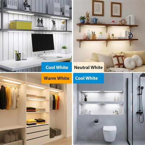 15.7 inch 3 Dimmable Closet Counter 5-Pack Motion Sensor Under Cabinet Light, Color Temperature Rechargeable Magnetic