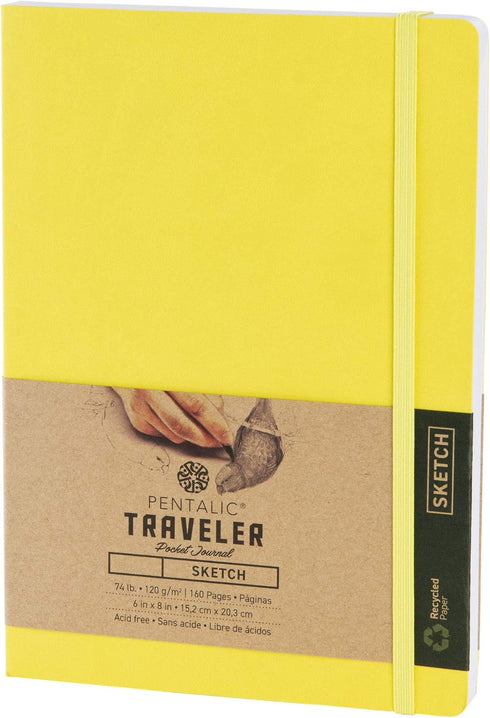 Pentalic Traveler Pocket Journal Sketch, Citrine Yellow, 6" x 8"