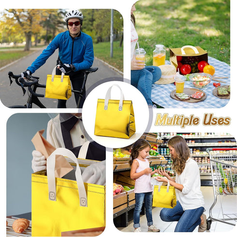100 FoldTier Pcs Gold Insulated Bags Bulk for Food Delivery Customized Thermal Insulation Take Away Bags for Hot Cold