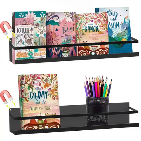VANPET Metal Magnetic Book Shelf for Whiteboard, Metal Magnetic Bookshelf, Book Display