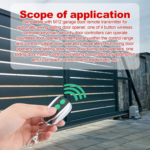 Kingdder 4 M12 Pcs Garage Door Remote Compatible with Garage Opener Transmitter for Automatic Swing Sliding Opener