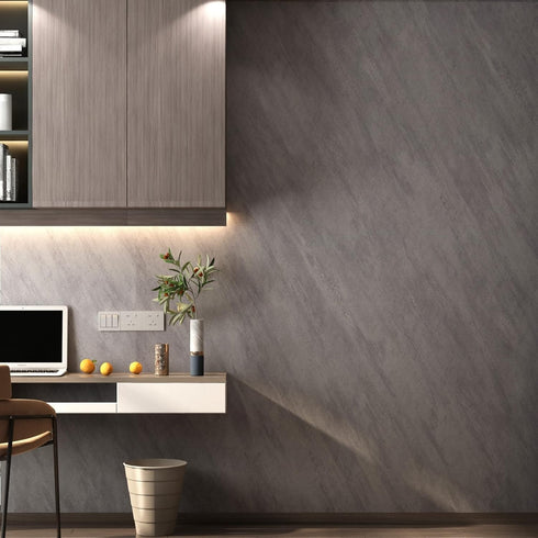 16" 118" Thick Dark Grey Concrete Contact Paper - 3D Removable Peel and Stick Wallpaper for Kitchen Island Walls