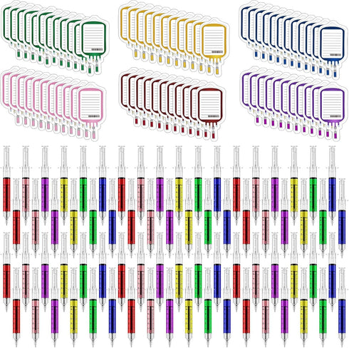 60 Sets Syringe Pens Set Includes 60 Fun Nurse Pens 60 Blood
