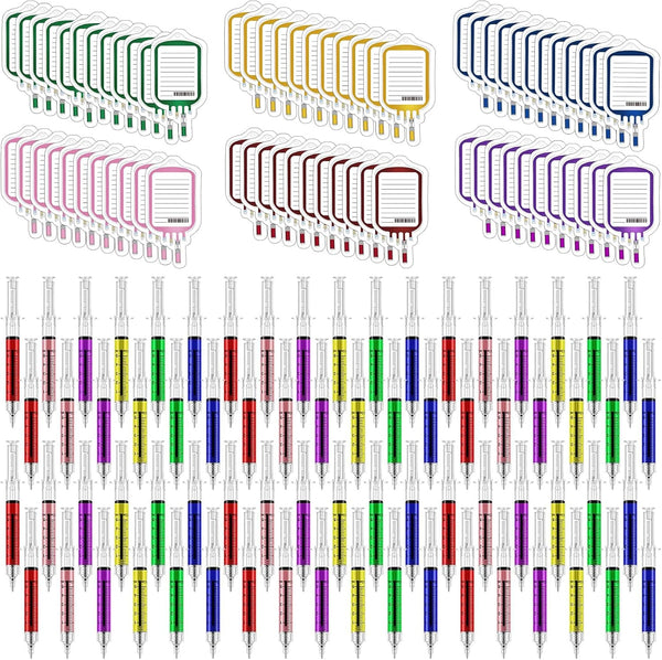 60 Sets Syringe Pens Set Includes 60 Fun Nurse Pens 60 Blood
