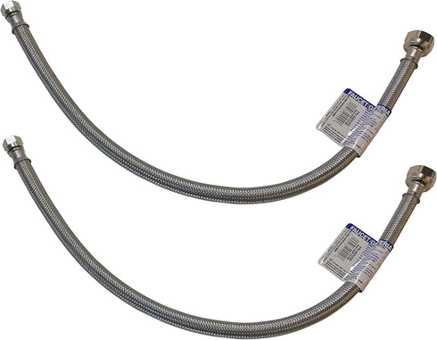 Eastman 20" Supply Line Steel Flex Long Faucet Connectors, 2 Pack, 1/2" FIP x 3/8" Comp