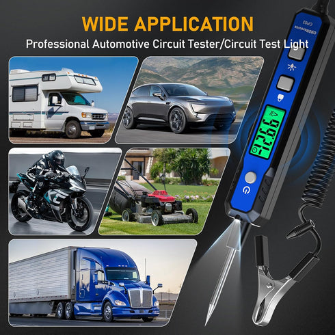 0.8V-100V OBDResource Smart Automotive Test Light Circuit Tester with Buzzer & Flashlight, DC Voltage Tester for Car