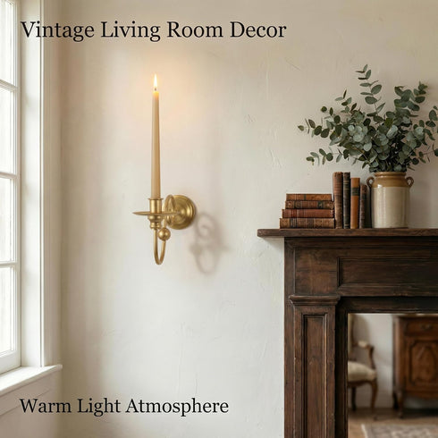 Set 2 (8.6" 5.9" 3.5") Gold Wall Sconces of - Elegant Iron Candle Holders Wall Decor, Modern Metal Wall Art for Living