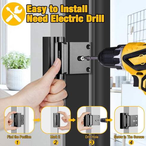 2 Pack, 3" 1000 lbs Home Security Door Locks Metal Door Reinforcement Locks, Withstands of Impact for Inward Swing