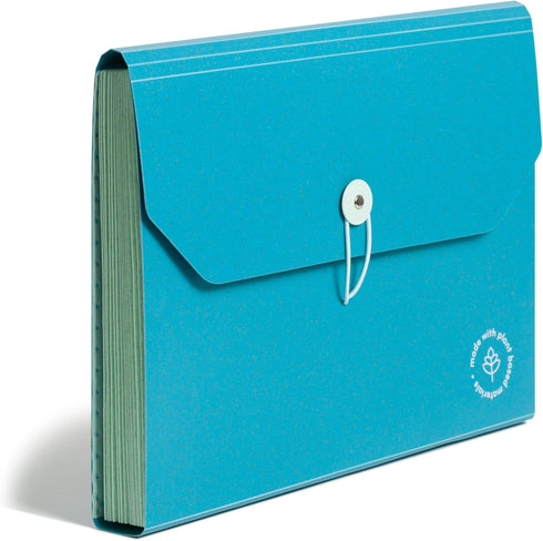 U Brands U-Eco 13 Pocket Poly Expandable File, Letter Size 8.5" x 11", Brights, Protective Flap with Closure