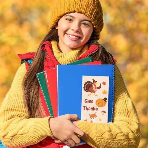 Fall Give Thanks Sticky Notes Set, 550 Sheets Thanksgiving Self-Stick Notes, Cute Woodland Animal Memo Pads for Students