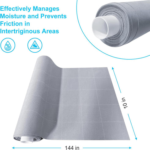 HearthMend 10x144 Inch Silver Infused Fabric Roll, Breathable & Non-Adherent Wound Dressing Wrap for Skin Fold
