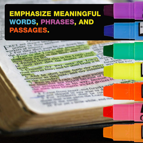 U.S. Office Supply Bible Safe Gel Highlighters, Pack of 12, 6 Neon Yellow and 6 Colors, Won't Bleed or Fade, Study Guide