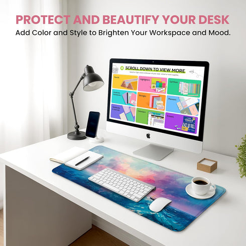 ZapDesk Sunset, 31.5" 11.8" Large Mouse Pad for Desktop, Cute Desk Mat Pad Protector for Work & Gaming, Aesthetic
