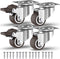 GBL 1" Small Caster Wheels with 2 Brakes + Screws - Set of 4 Low Profile Silent Casters for Cart and Furniture