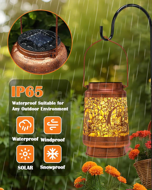 Dragon Decor Solar Lanterns - Waterproof Hanging Lights for Outdoor Garden Patio Lawn Pathway Metal Yard Lighting