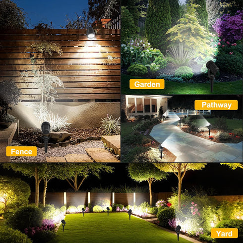 6000K IP65 2-in-1 9.8ft T-SUNUS Christmas Solar Spot Lights Outdoor White Waterproof Landscape Spotlights, Cable