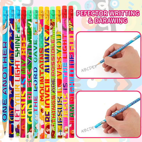 Kolewo4ever 200 Pieces Bible Verses Pencils, Christian Pencils with Inspirational Scripture for Classroom