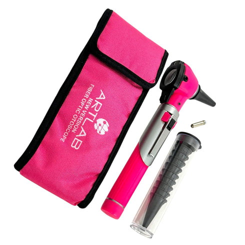 1 Bulb 10 Premium Student Home Use Led Bright Light Ent Diagnostic Otoscope Pocket Size Pink Plus Extra Replacement