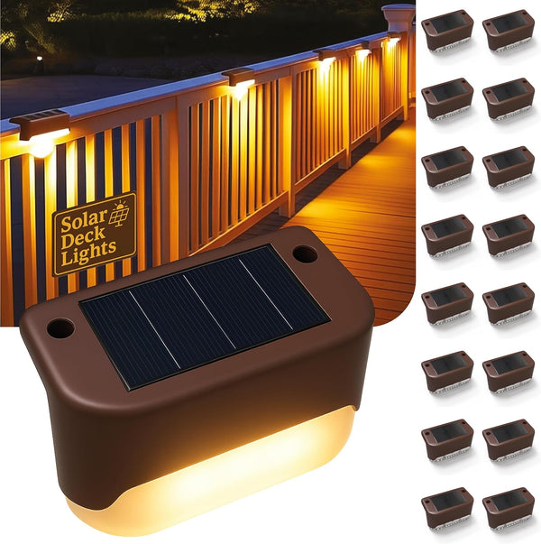Solar Deck Lights Outdoor 16 Pack, Peel And Stick Deck Railing Lights,