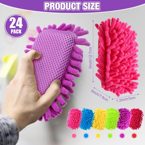 Sherr 24 Pcs Magnetic Whiteboard Eraser, Microfiber Washable Erasers for Classroom, Home, Office, Rainbow Colors