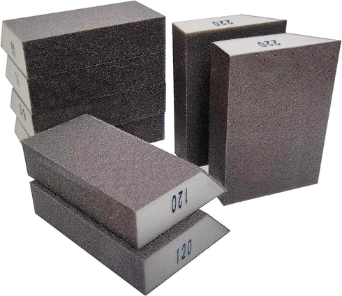 M-jump 8 Pack Single Sanding Sponge Kit - Coarse Medium Fine Grit Washable and Reusable Blocks