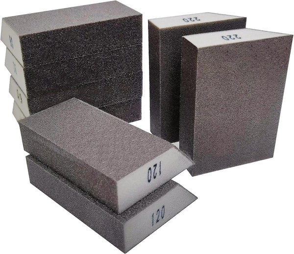 M-jump 8 Pack Single Sanding Sponge Kit - Coarse Medium Fine Grit Washable and Reusable Blocks