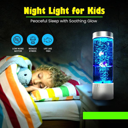 7 Brewish Bubble Fish Lamp | Desktop Sensory LED Bubble Lamps | Color Changing Fake Aquarium Night Light | Artificial