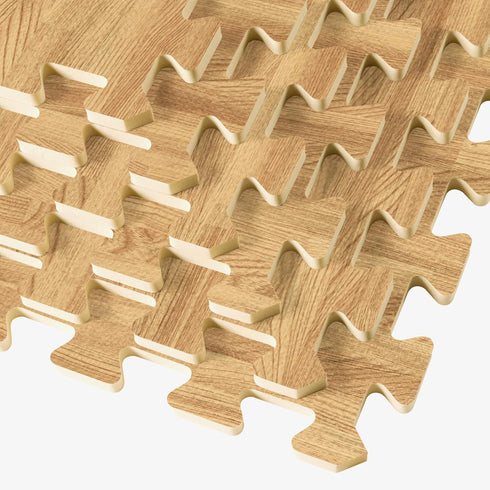 3/8 Inch Forest Floor Thick Printed Foam Tiles, Premium Wood Grain Interlocking Foam Floor Mats, Anti-Fatigue Flooring