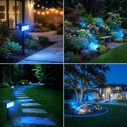 4 Pack 49LED 2 T-SUN Solar Spot Lights Outdoor, Landscape Spotlights, Lighting Modes Auto ON/Off Solar Lights