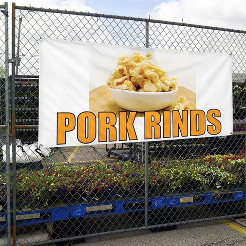 Fastasticdeals 4 Grommets 24x48Inches Vinyl Banner Multiple Sizes Pork Rinds A Outdoor Advertising Printing Restaurant