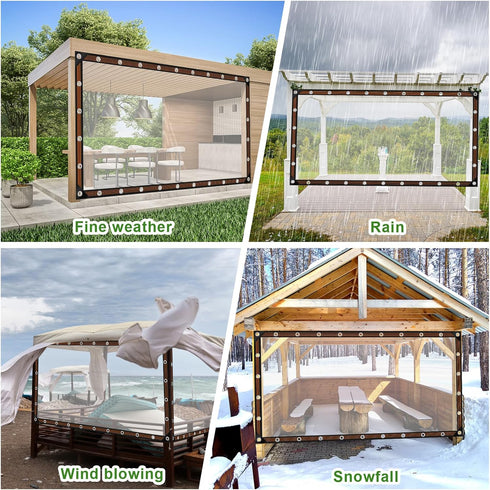 NNG 10x20ft Grommet, Clear Waterproof Tarps Heavy Duty Transparent Tarpaulins Clear Vinyl Tarps with Outdoor