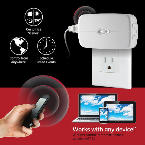 2-Outlet (2nd 45853GE GE Zigbee Smart Switch Plug-In, Lighting Control, No Wiring Required, Works Directly with Alexa