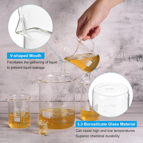 PATIKIL 5ml Low Form Glass Beaker, 6Pcs 3.3 Borosilicate Glass Beakers for Lab Experiment, Cooking