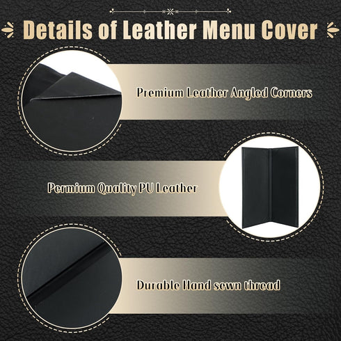 4.25" 11" Pack 10 2 (10, 2 (4.25 11 inch)) Restaurant Menu Covers Holders x | of Synthetic Leather Double Fold Panels